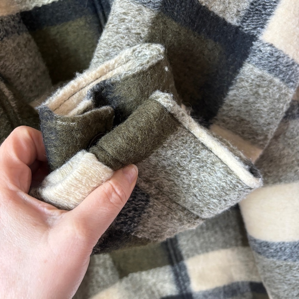 Madewell sz S Belrose Shirt-Jacket in Maran Plaid Wool Blend Shacket Coat Green - Picture 7 of 11